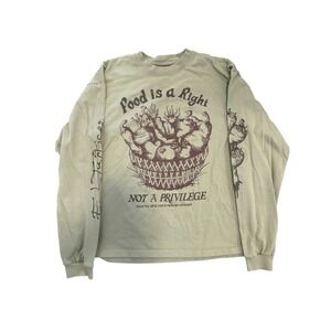 CHNGE Food is a Right Graphic Long Sleeve Shirt Sage Green Mens Large